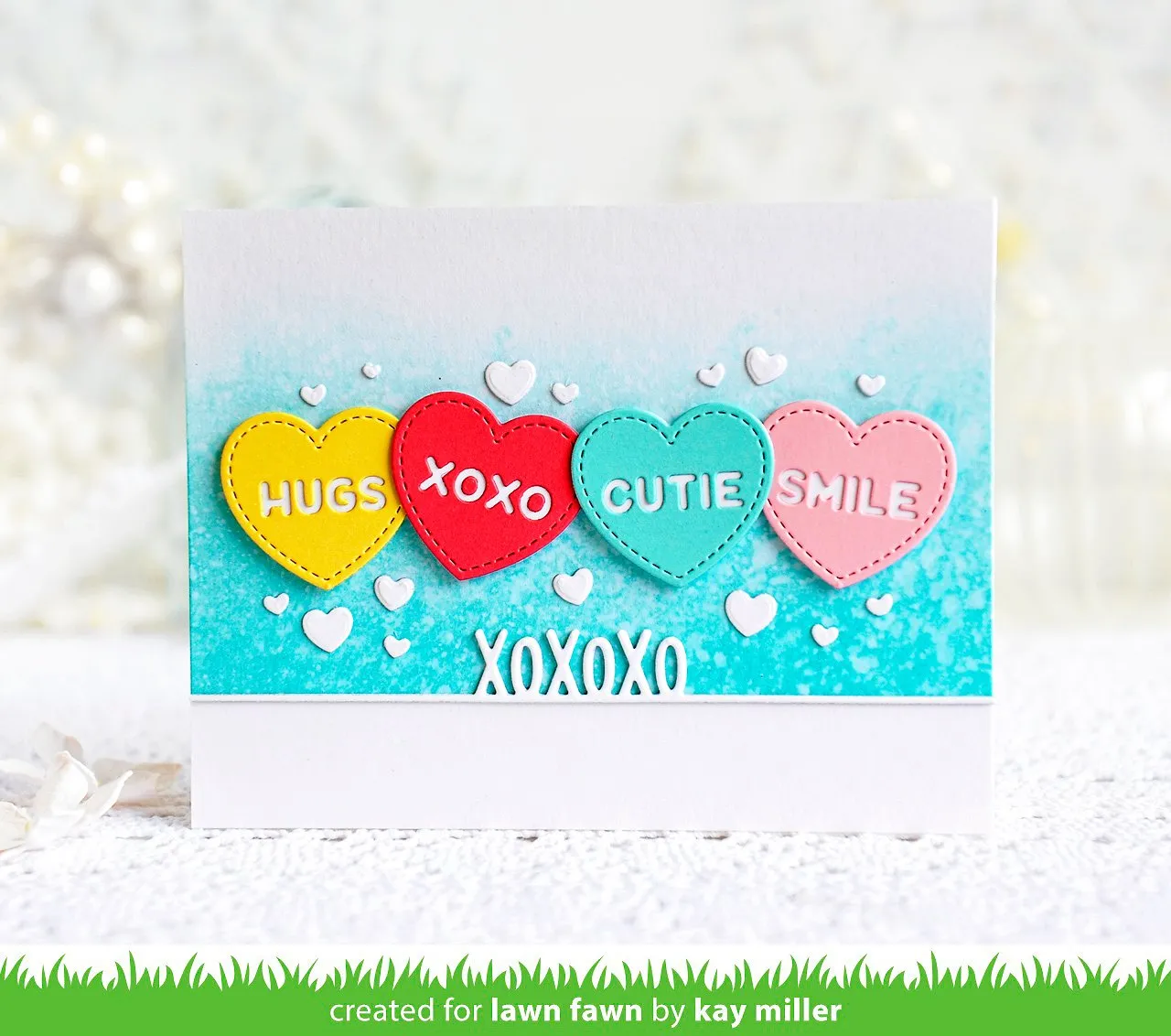 Lawn Fawn Candy Hearts Stanzschablonen Herz genäht