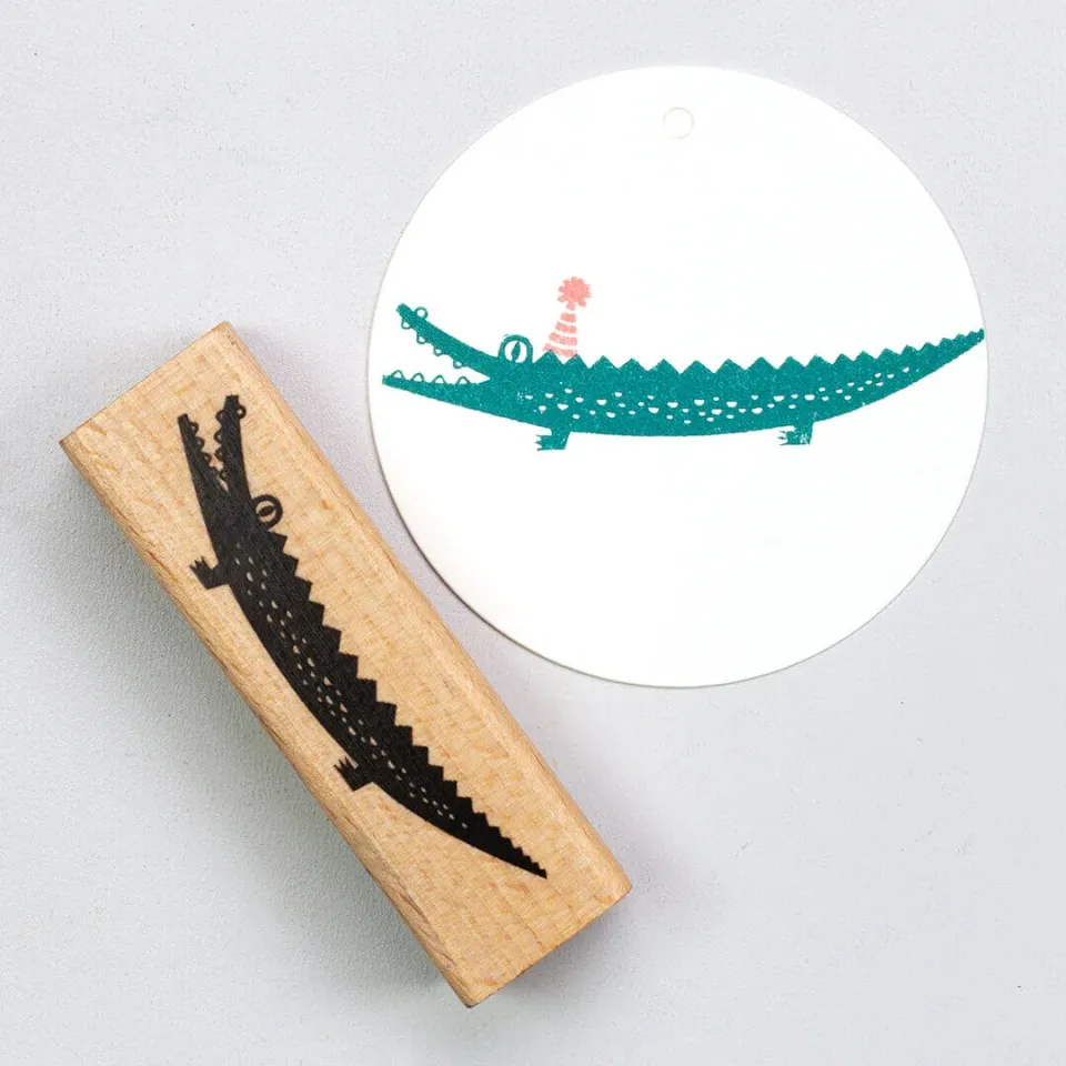 Perlenfischer Krokodil Stempel Holz 18 x 75 mm