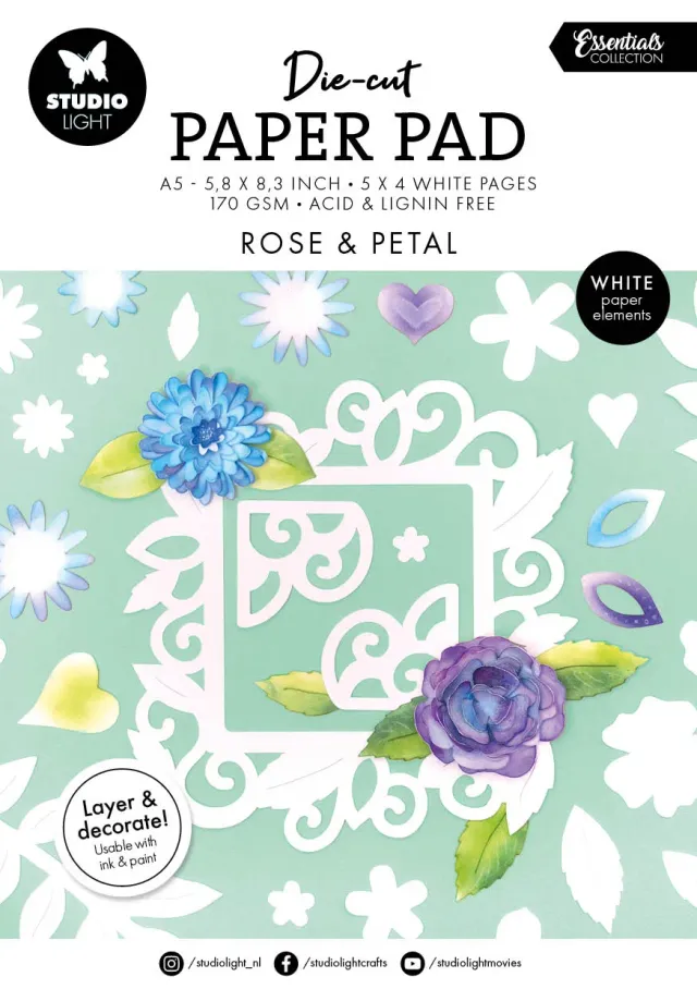 Studio Light Essentials Rose & Petal Papierblock Die-Cut 20 Blatt
