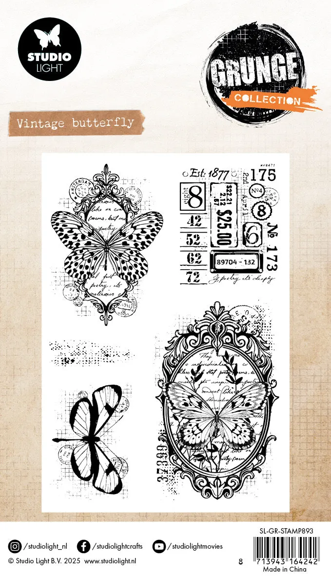 StudioLight Grunge Vintage Butterfly Clear Stamp 93x136