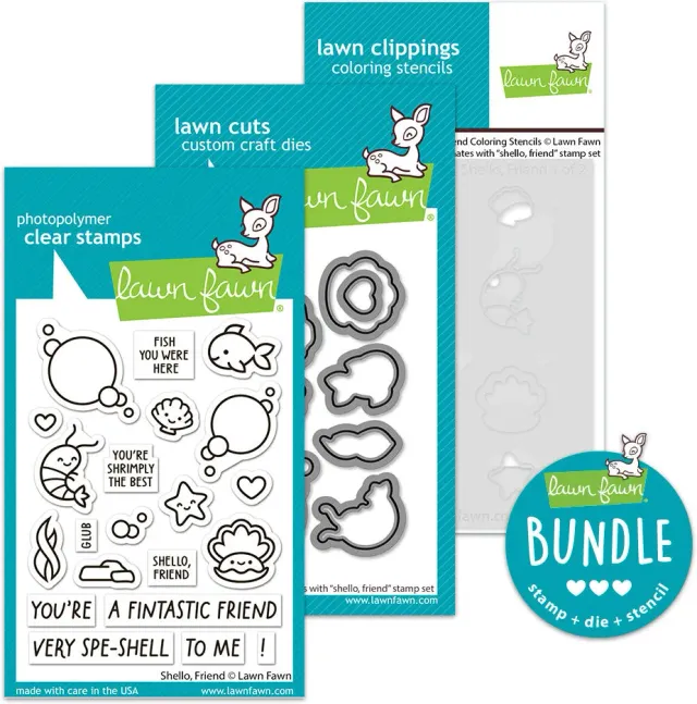 Lawn Fawn Shello Friend Bundle Stempelset Meerestiere