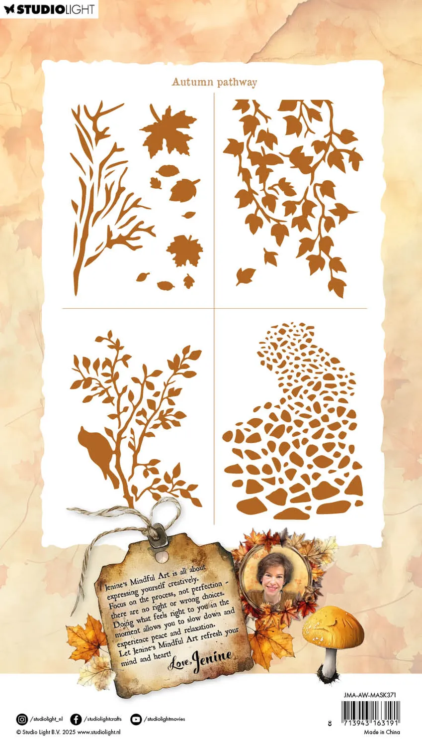 Jenine's Mindful Art Autumn Pathway Schablone 4-teilig Wald