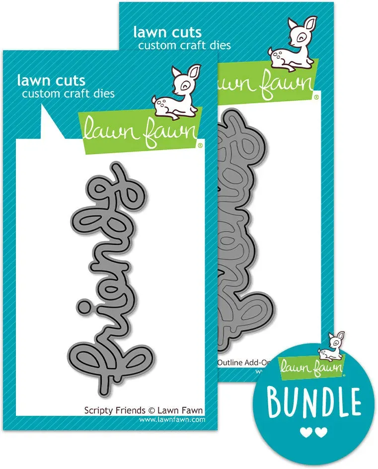 Lawn Fawn Scripty Friends Bundle Stanzen Schriftzug 2tlg