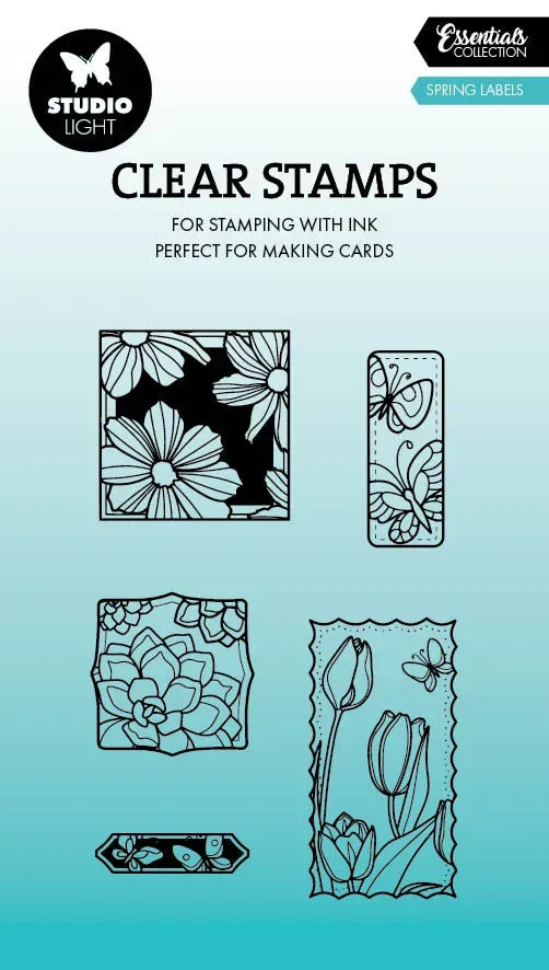 Studio Light Essentials Spring Labels Clear Stamp 74x105 mm