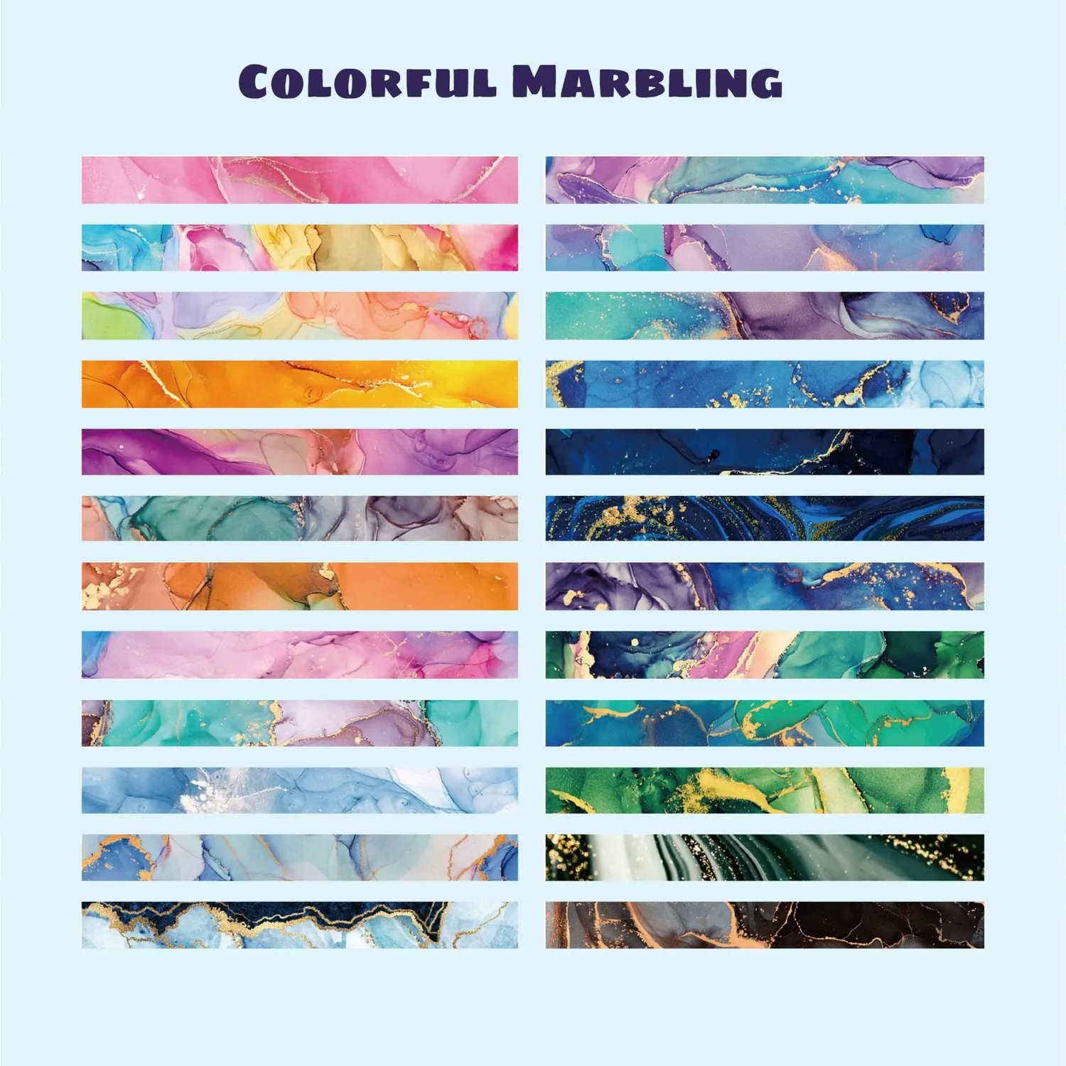 Ieebee Marble Ink Flow Gold Vein Washi-Tape 48 Rollen Marmor