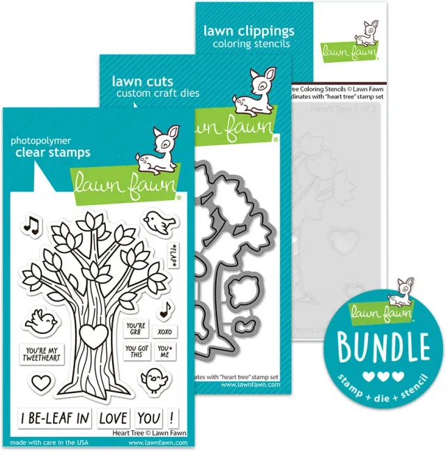 Lawn Fawn Heart Tree Stempel + Stanzen + Schablonen Bundle