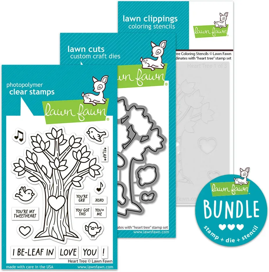Lawn Fawn Heart Tree Stempel + Stanzen + Schablonen Bundle