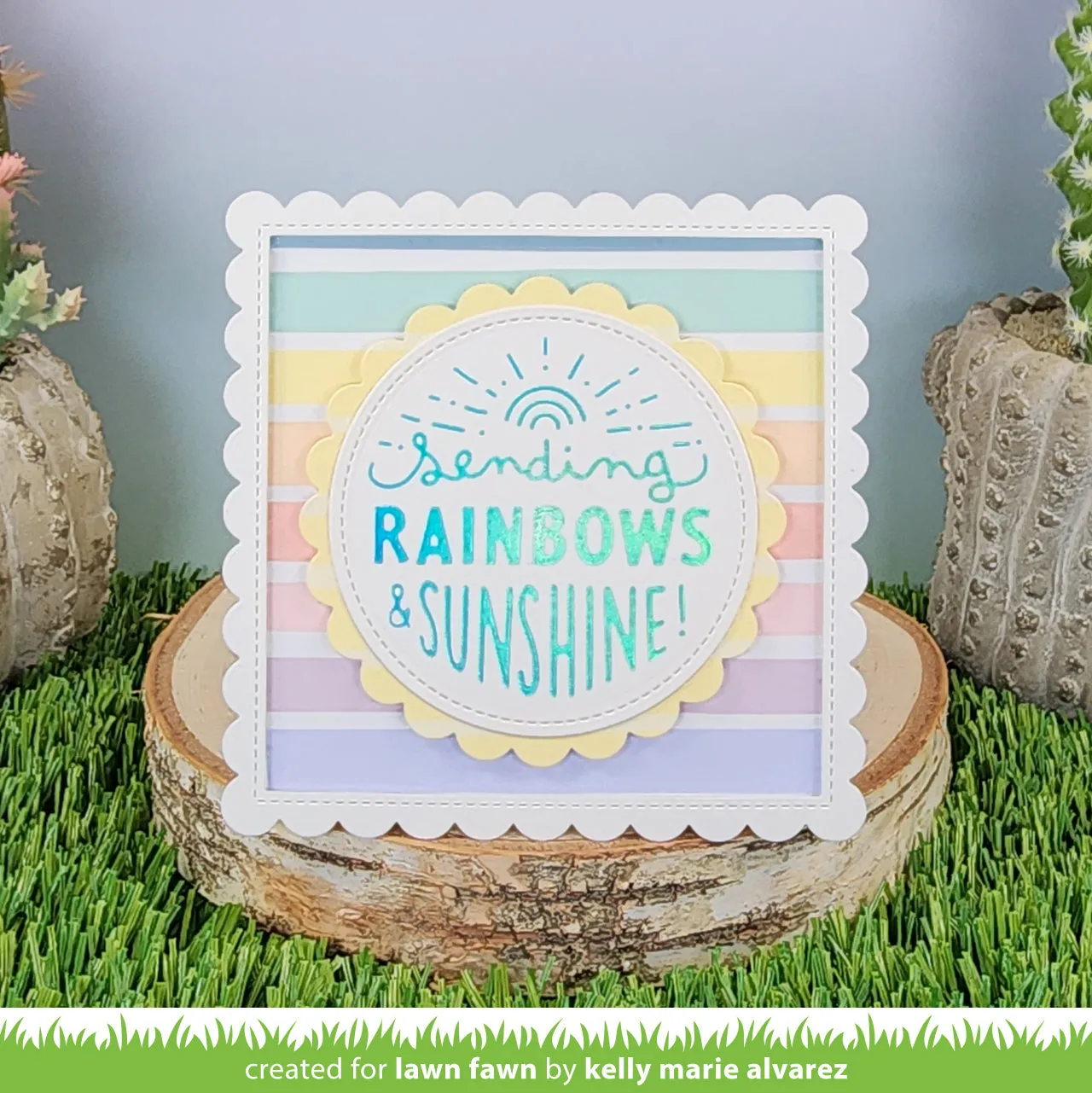 Lawn Fawn Foiled Sentiments Sending Rainbows Folienplatte