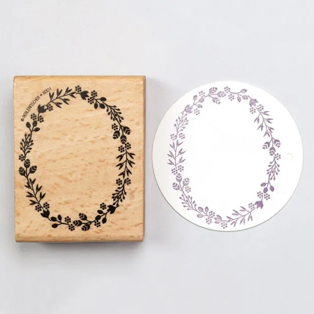 Perlenfischer Wreath of Buds Stempel 71x57 mm Holz
