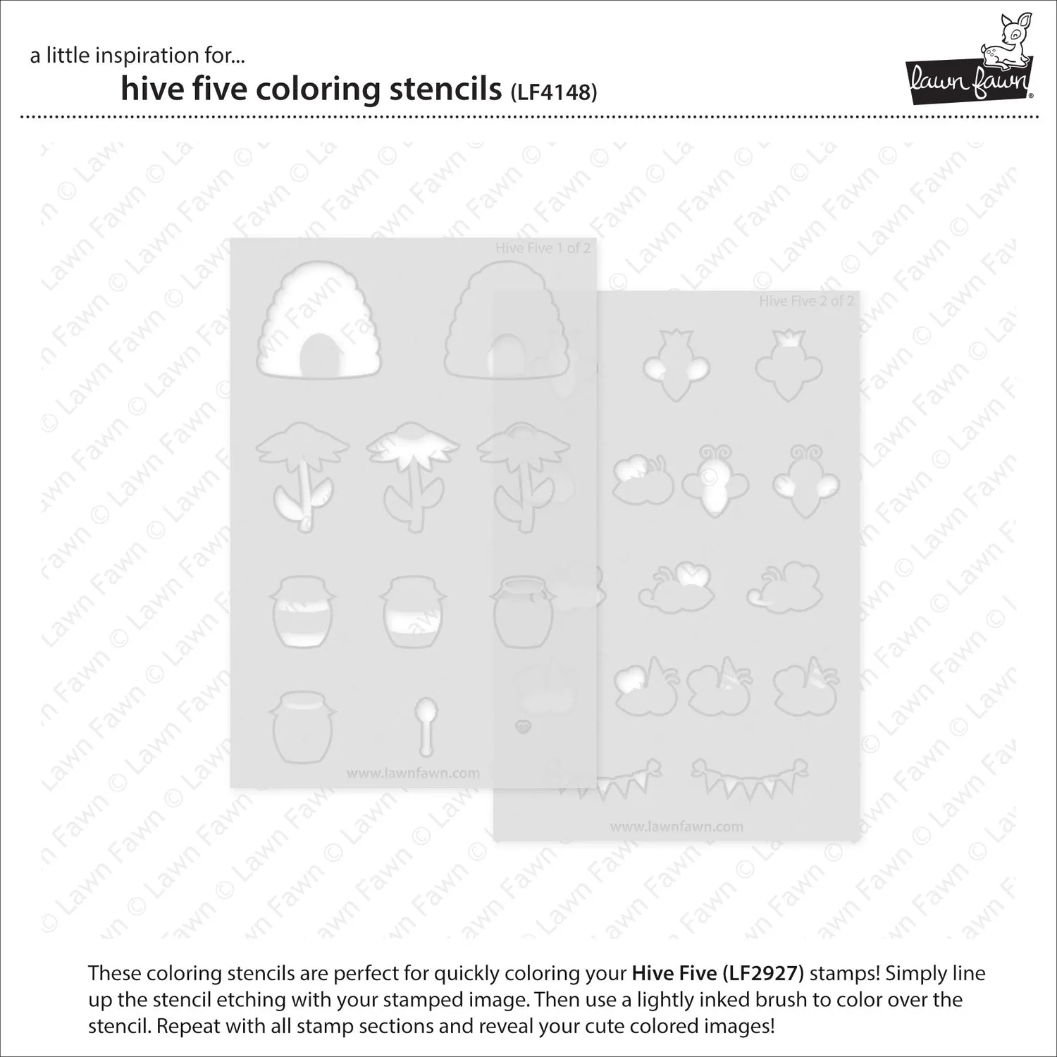 Lawn Fawn Hive Five Coloring Stencils Bienen 2-teilig