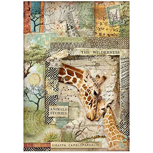 Stamperia Savana Giraffe Reispapier A4 Savanne