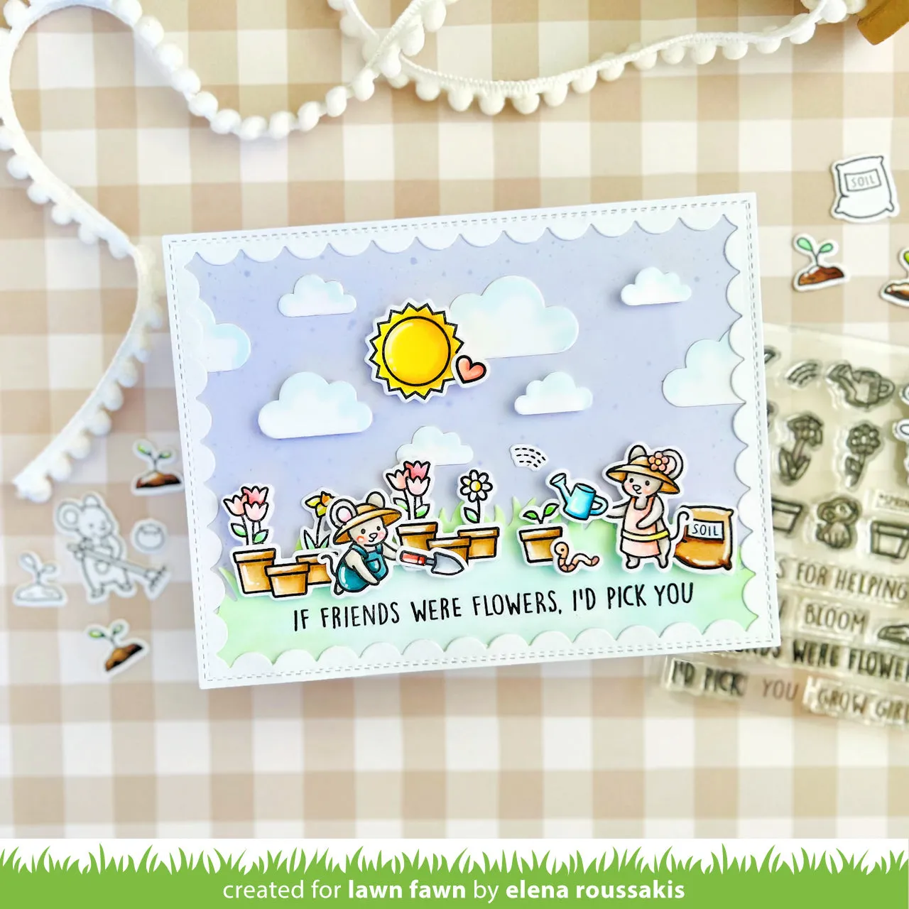 Lawn Fawn Garden Mouse LF3364 Clear Stamps Garten Maus
