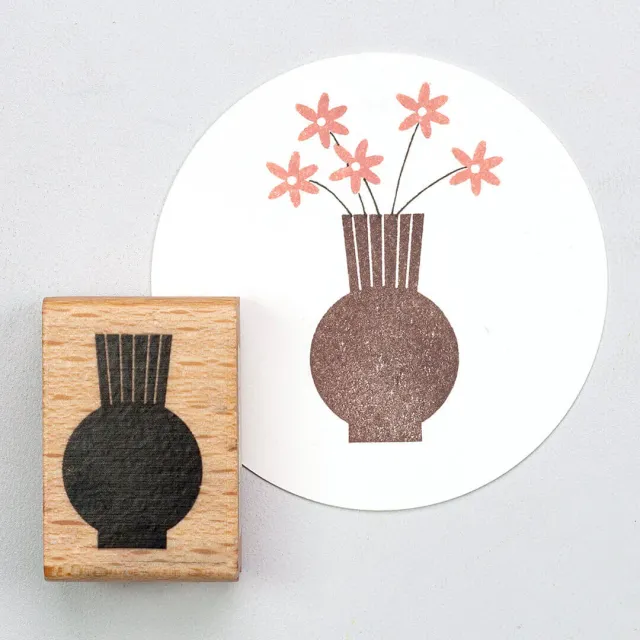 Perlenfischer Ball Vase Stempel Holz 37x25 mm Deko