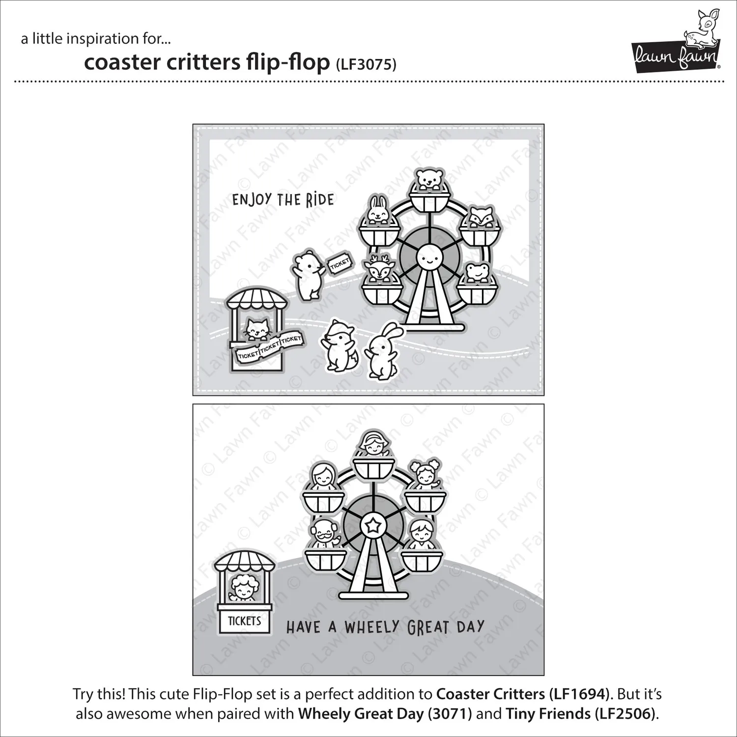 Lawn Fawn Coaster Critters Flip-Flop LF3075 Stempel