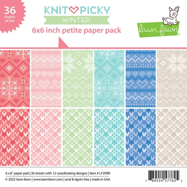 Lawn Fawn Knit Picky Winter Papierblock 6x6 36 Blatt Strick