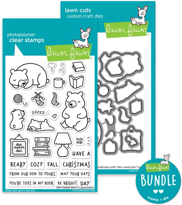 Lawn Fawn Den Sweet Den Stempel + Stanzen Set gemütlich