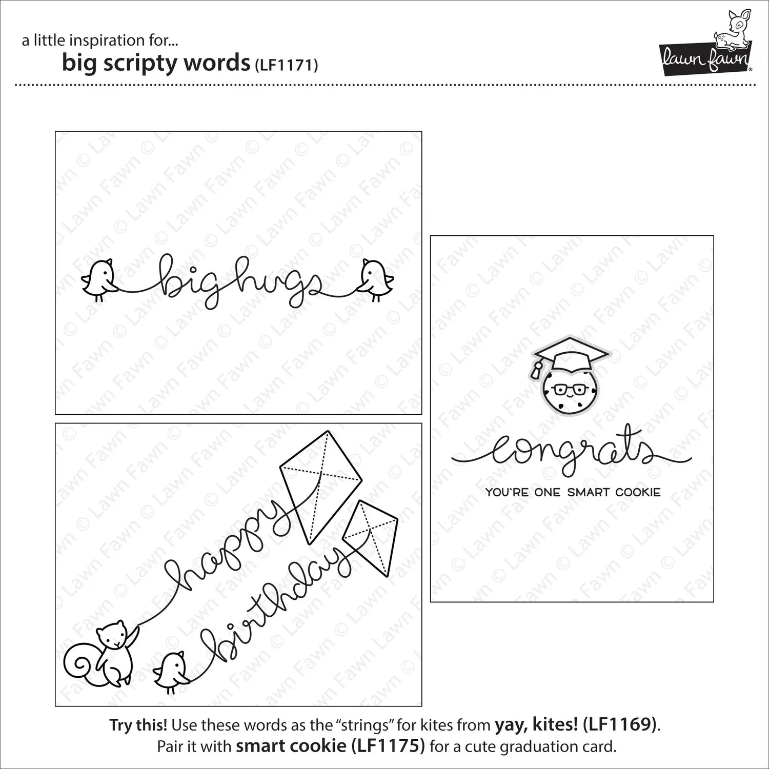Lawn Fawn Big Scripty Words Stempelset Schriftzüge groß