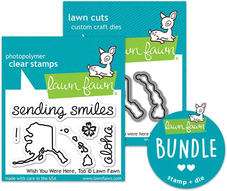 Lawn Fawn Wish You Were Here Too Stempel Stanzen Bundle