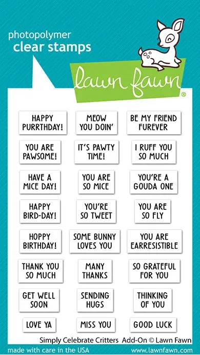 Lawn Fawn Simply Celebrate Critters Add-On Stempel Sprüche