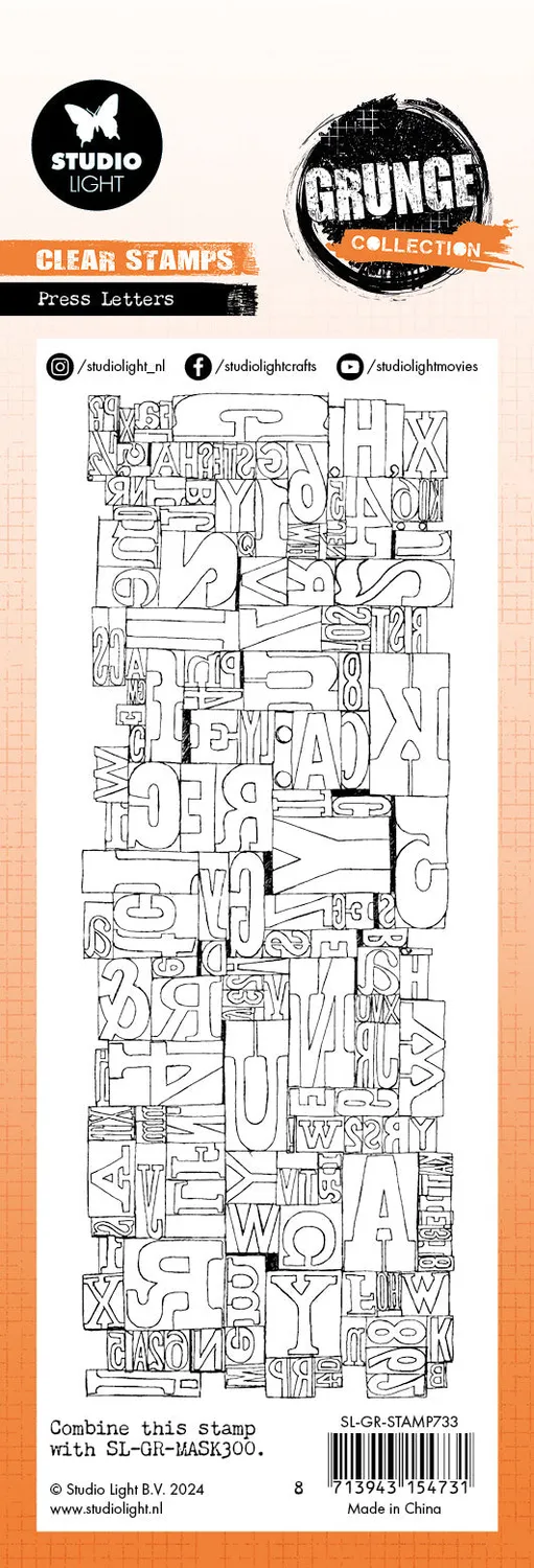 StudioLight Grunge Press Letters Clear Stamps Vintage