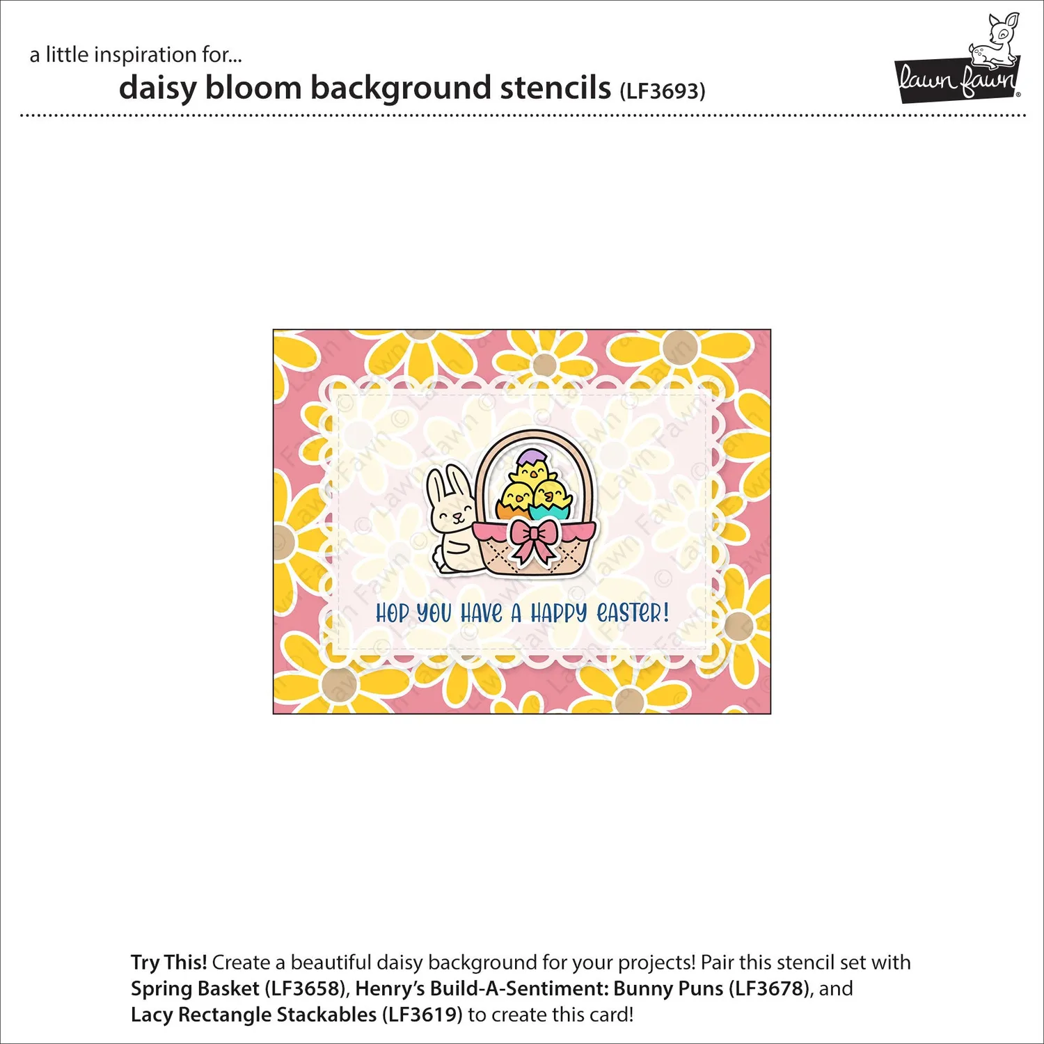 Lawn Fawn Daisy Bloom Background Stencils Schablonen 3-teilig