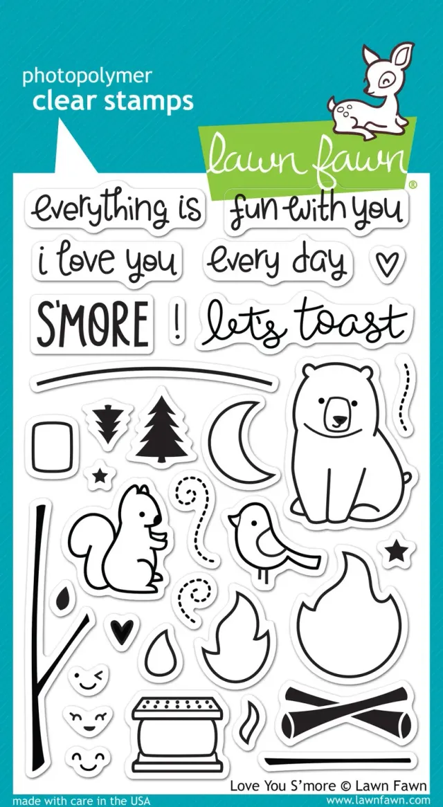 Lawn Fawn Love You S'more Stempelset Camping 34-teilig