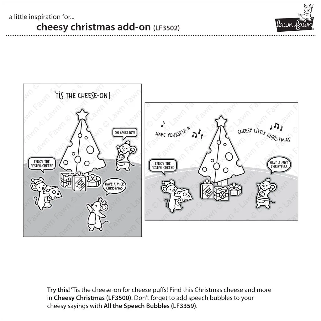 Lawn Fawn Cheesy Christmas Add-On Stempel LF3502 Mäuse