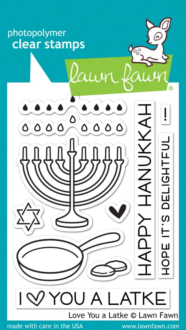 Lawn Fawn Love You a Latke Stempelset Chanukka