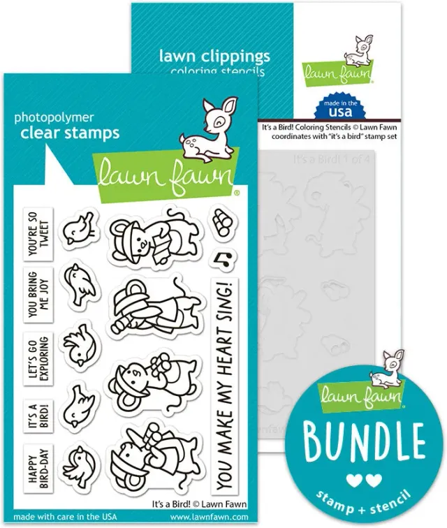 Lawn Fawn It's a Bird Stempel + Schablonen Bundle 2-teilig