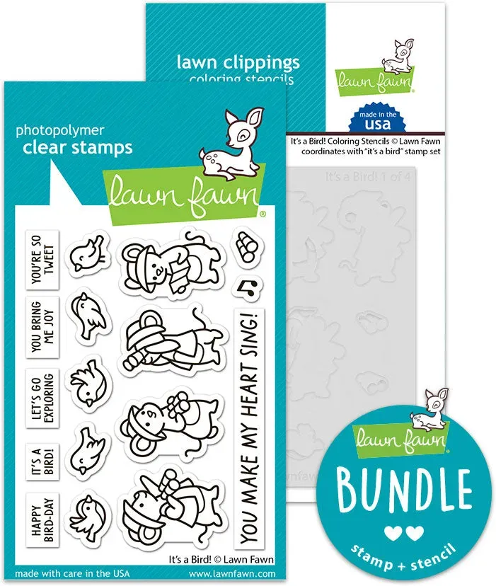 Lawn Fawn It's a Bird Stempel + Schablonen Bundle 2-teilig
