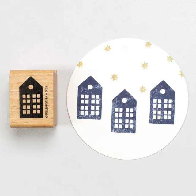 Perlenfischer Haus Stempel Holz 27 x 15 mm