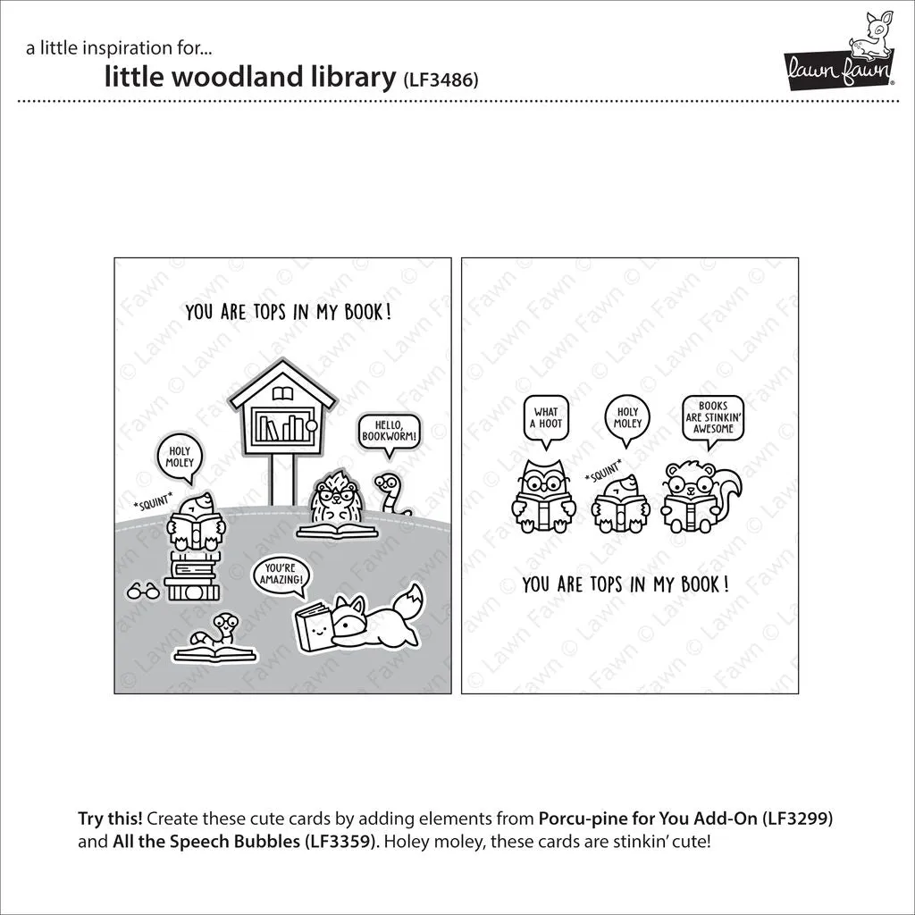 Lawn Fawn LF3486 Clear Stamps Waldbibliothek