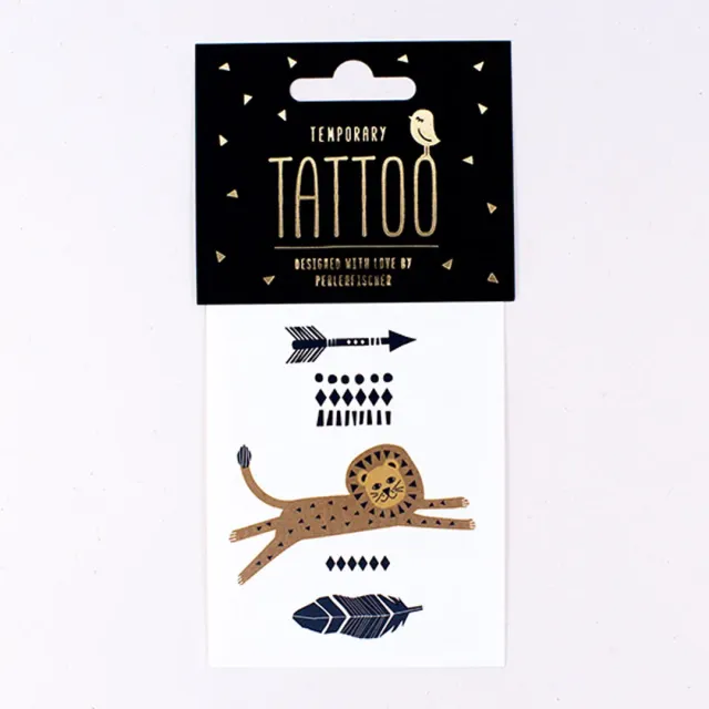 Perlenfischer Löwe & Feder Tattoo temporär