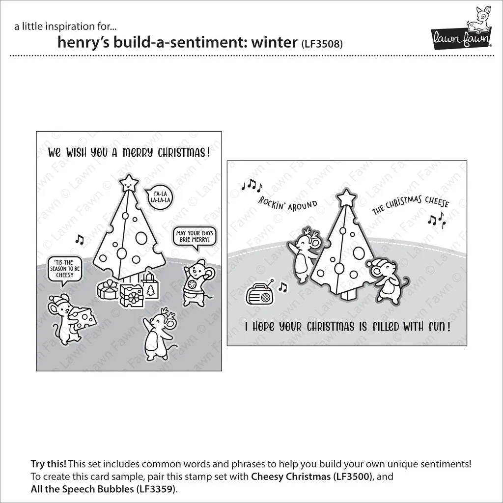 Lawn Fawn Henry's Build-A-Sentiment Winter Stempelset