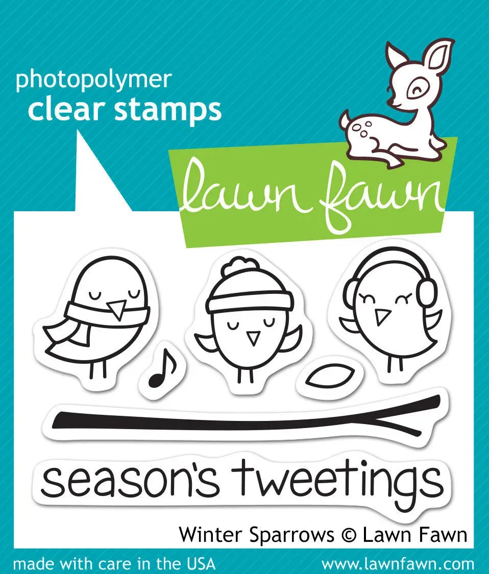 Lawn Fawn Winter Sparrows LF565 Stempelset Vögel