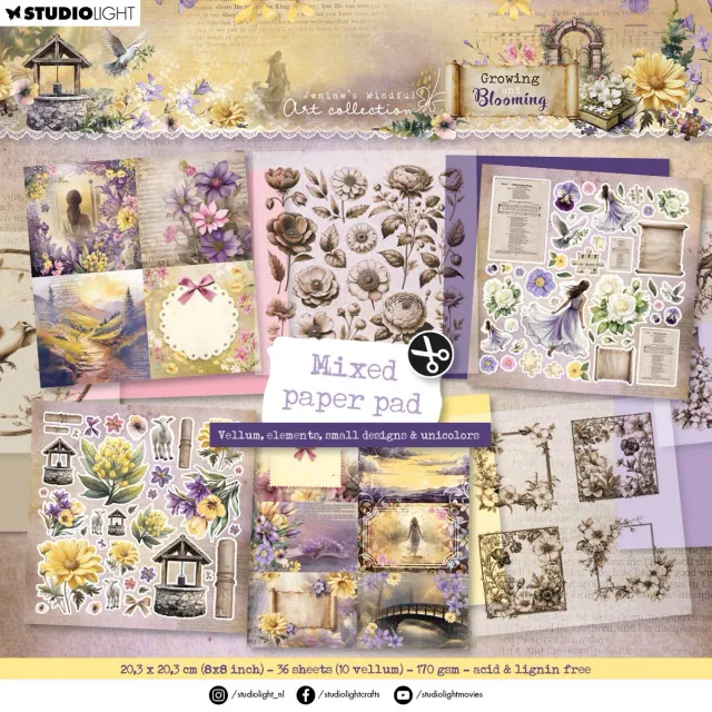 Jenine's Mindful Art Growing Blooming Mixed Paper Pad 36 Blatt