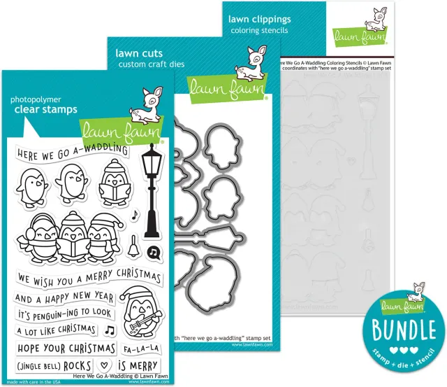 Lawn Fawn Here We Go A-Waddling Stempel Bundle Pinguin Weihnachten