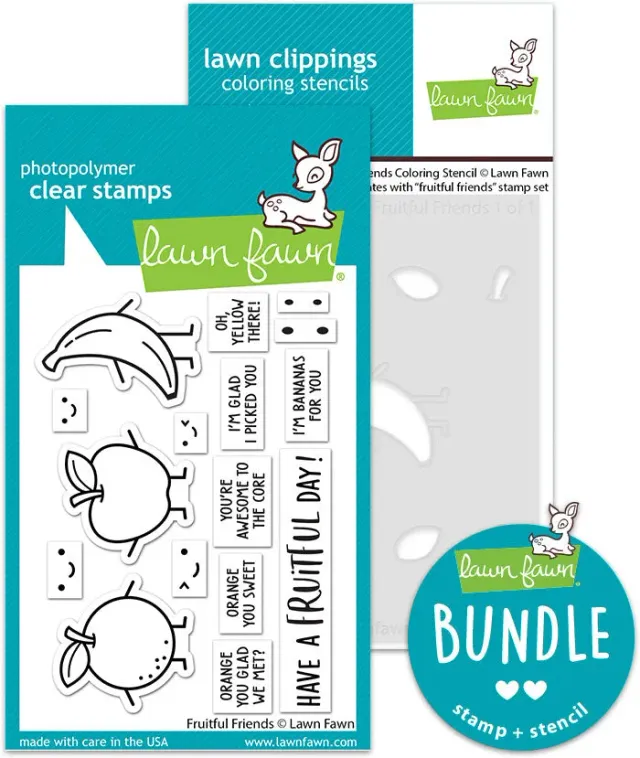 Lawn Fawn Fruitful Friends Stempelset mit Coloring Schablonen