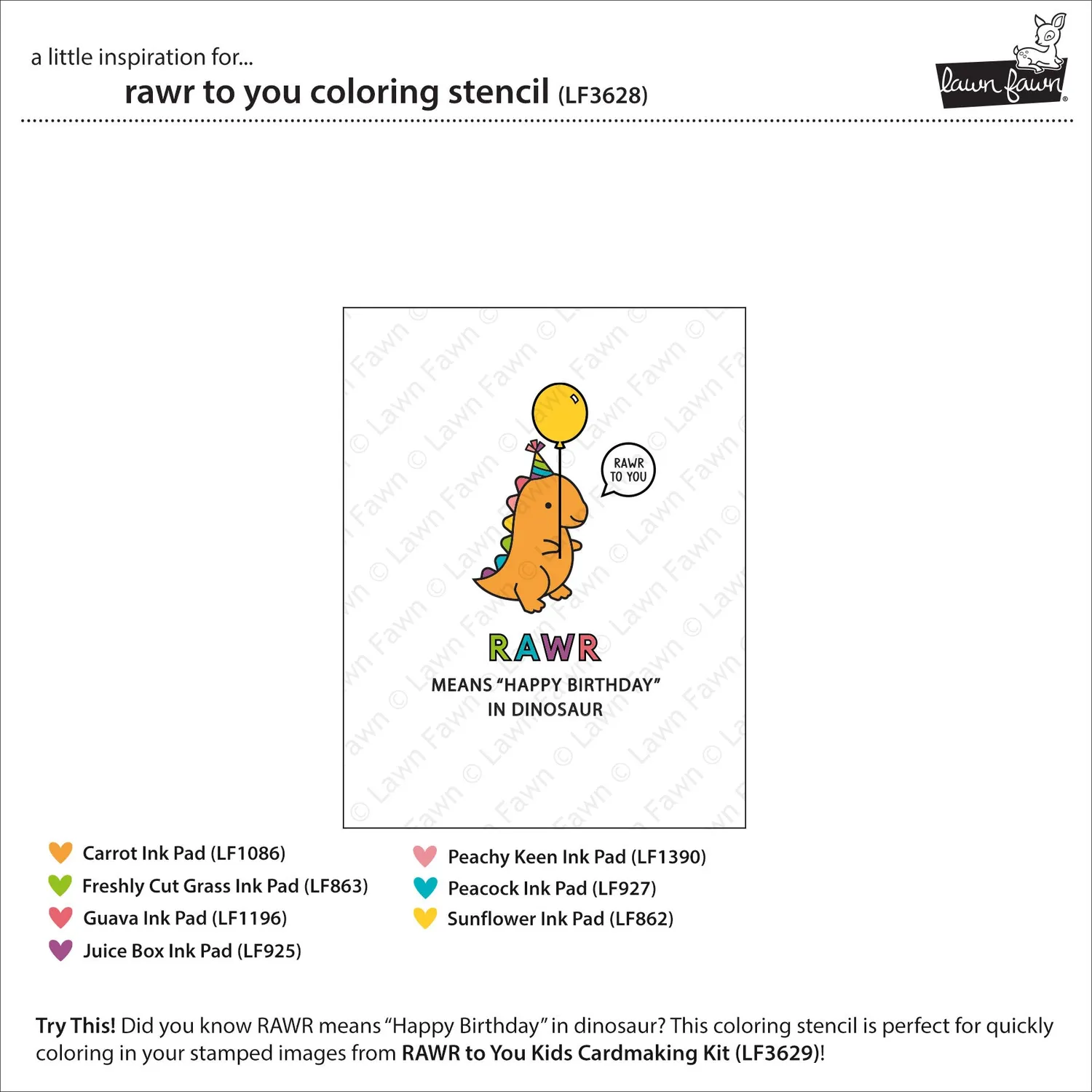 Lawn Fawn Rawr to You Coloring Stencil Dino Schablone