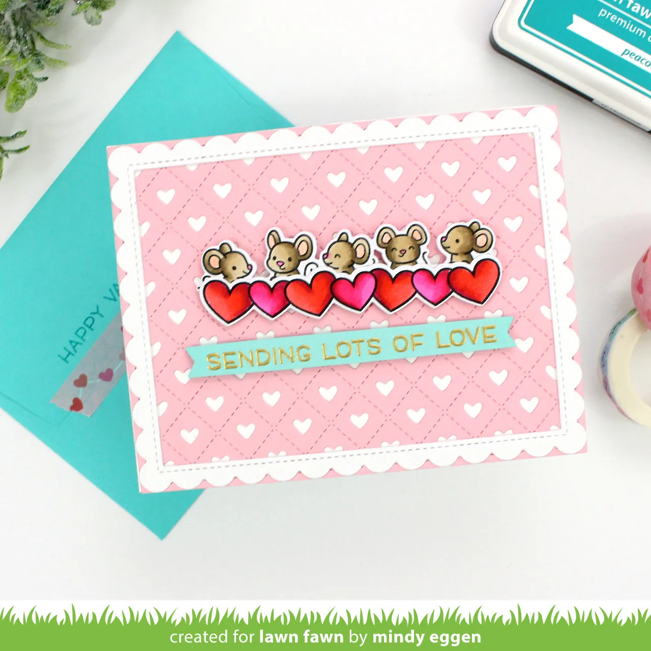Lawn Fawn String of Hearts Washi Tape Herzen 10m