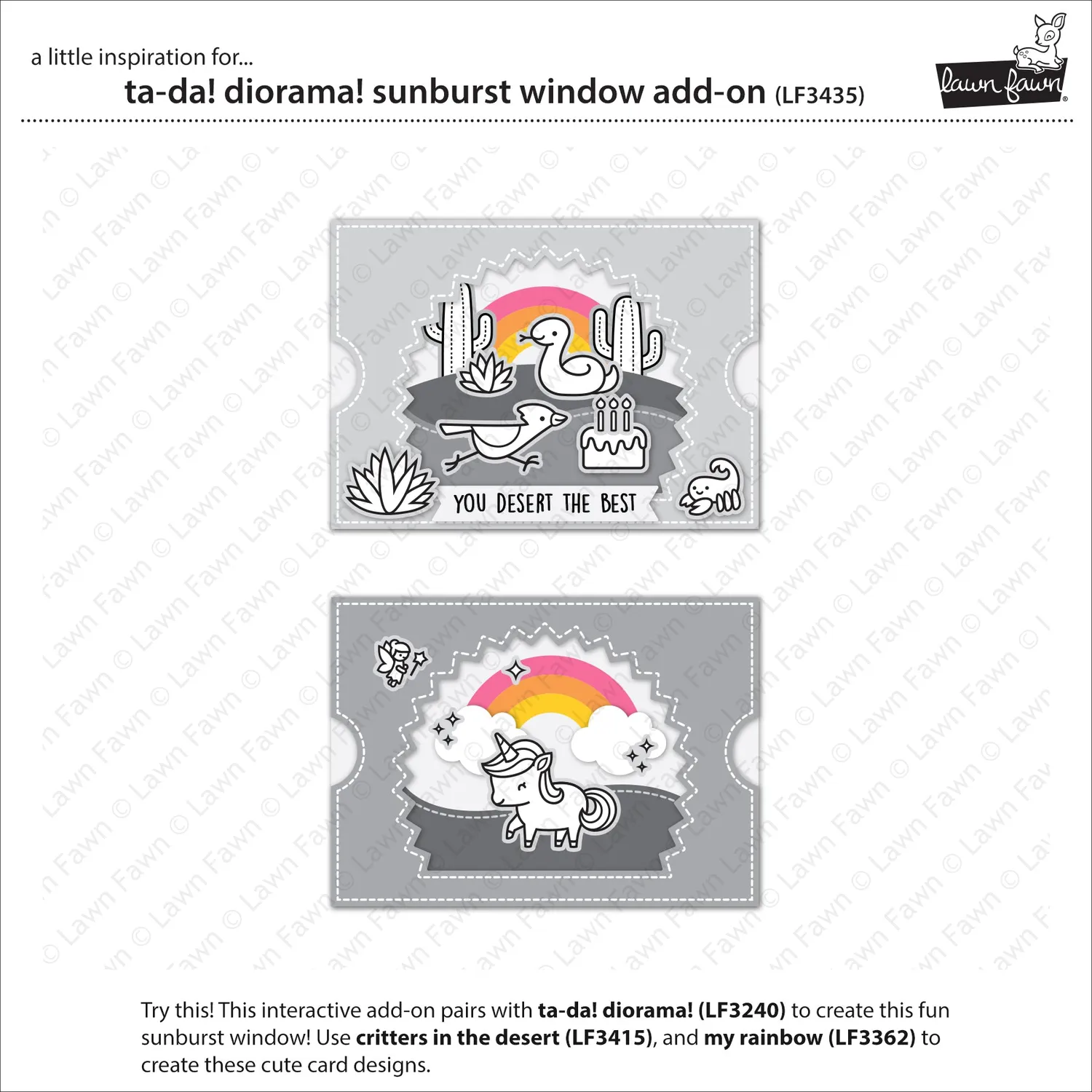 Lawn Fawn Ta-Da Diorama Sunburst Window Add-On Stanzen