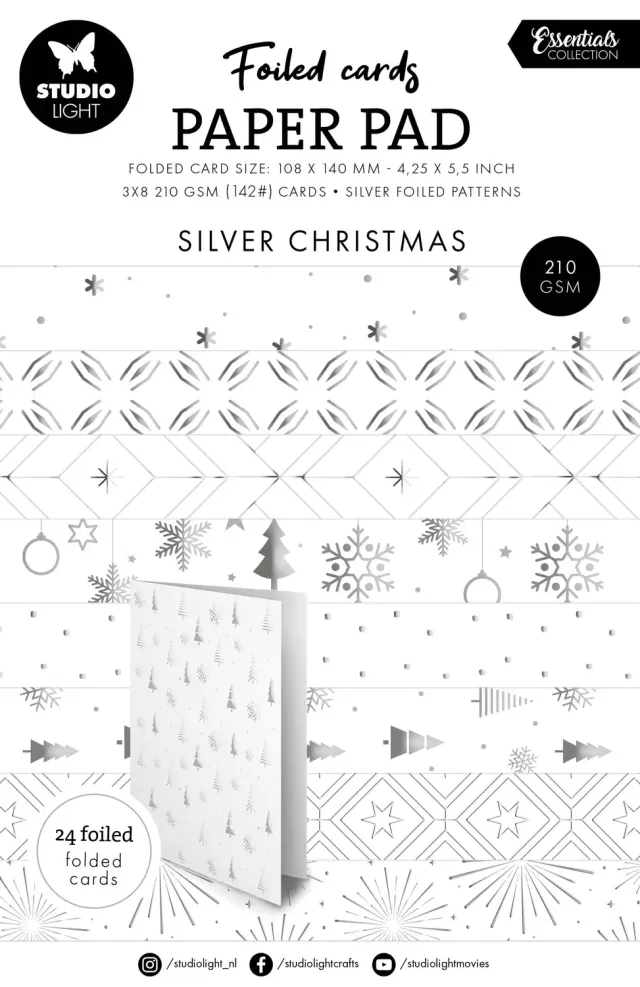 StudioLight Essentials Foiled Cards Silber 24 Blatt Muster
