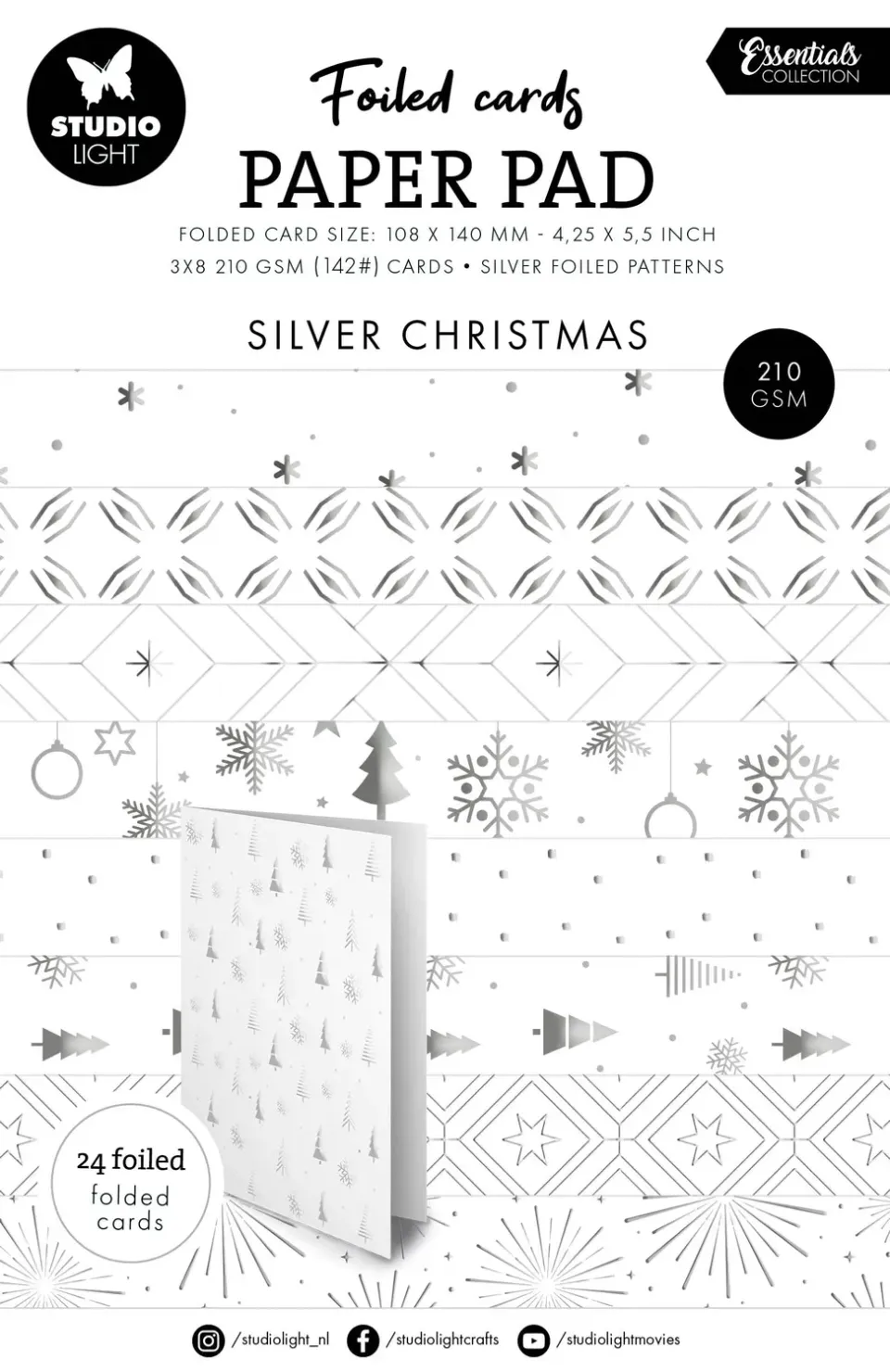 StudioLight Essentials Foiled Cards Silber 24 Blatt Muster