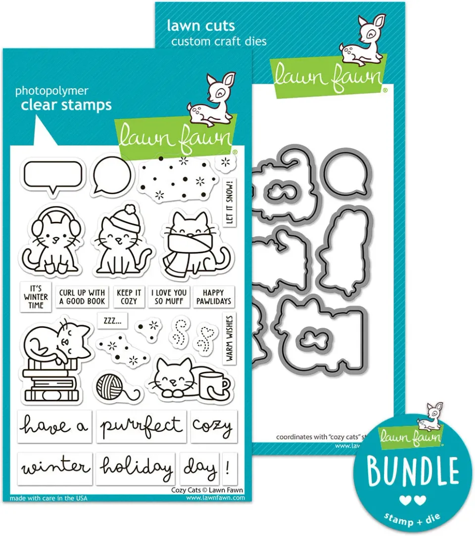 Lawn Fawn Cozy Cats Stempel Stanzen Bundle Winter