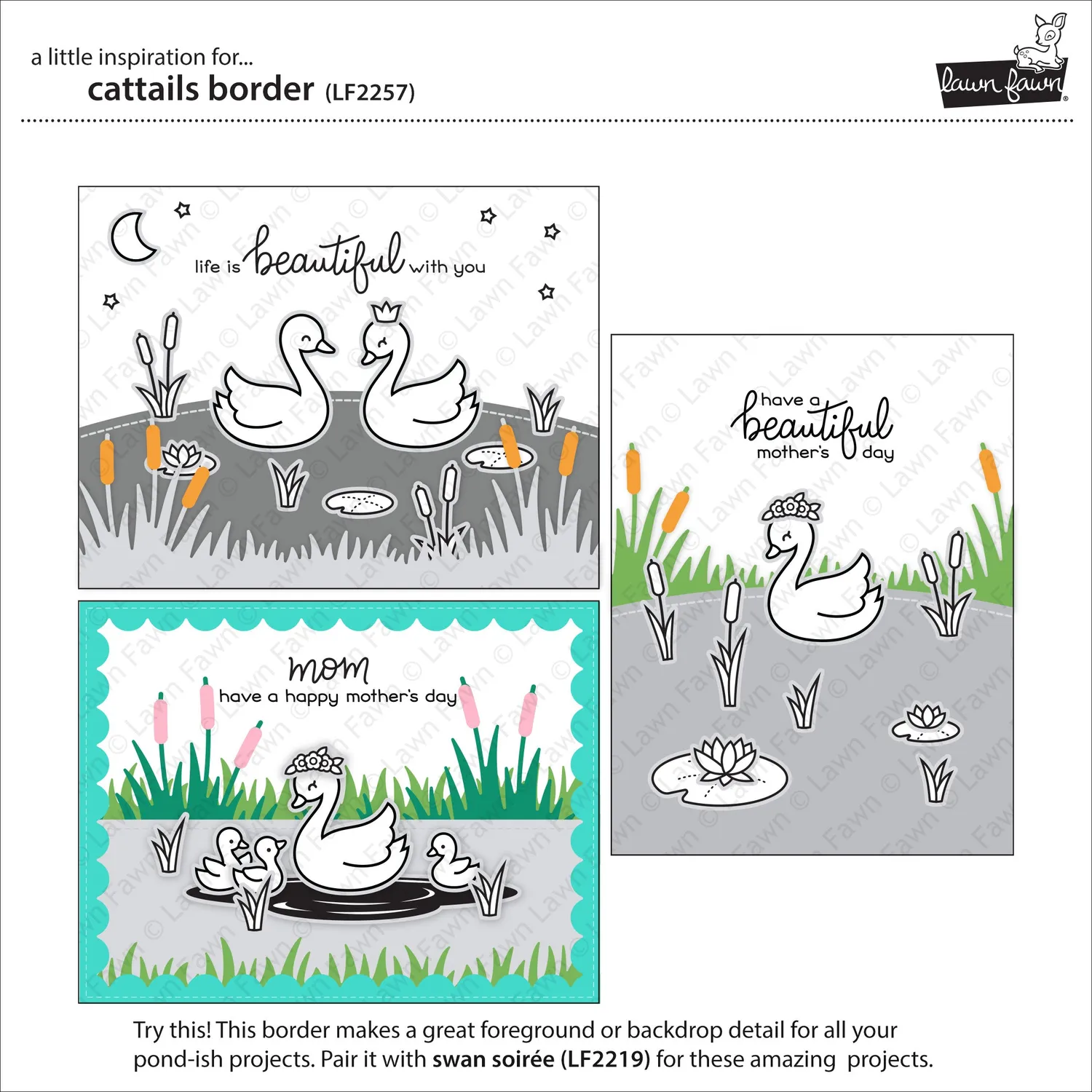 Lawn Fawn Lawn Cuts Cattails Border Stanzschablone Teich