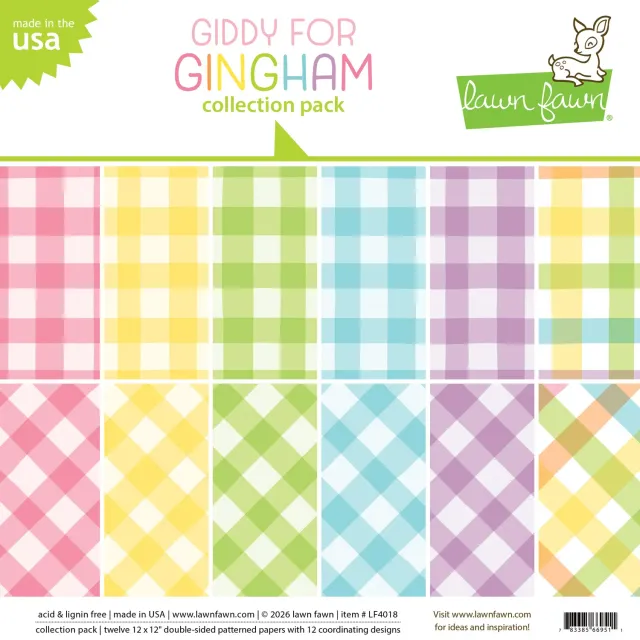 Lawn Fawn Giddy Gingham Papier 30x30cm 12 Blatt
