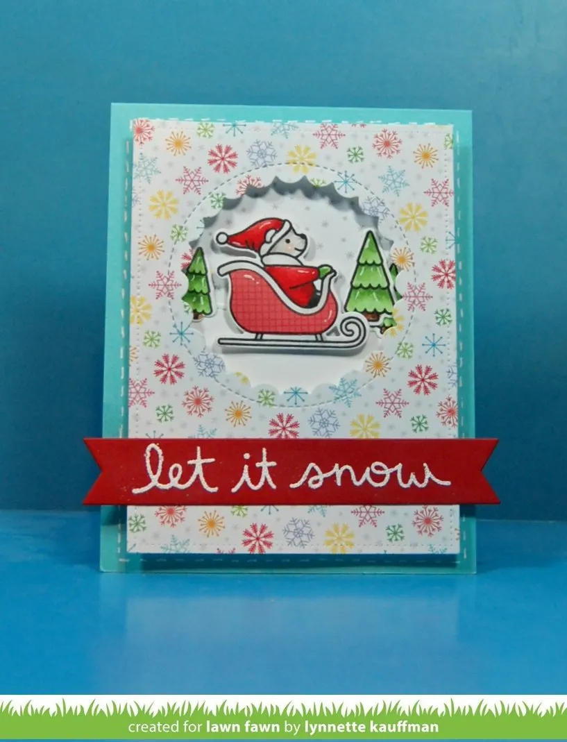 Lawn Fawn Oh What Fun Stempel Bär im Schlitten Mini