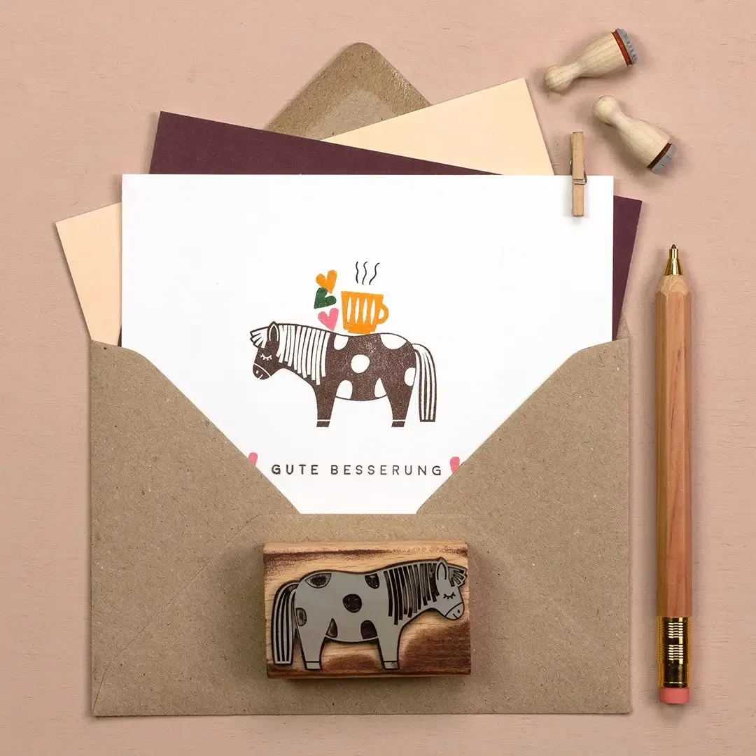 Perlenfischer Pony Stempel 32x57 mm Pferd Holz