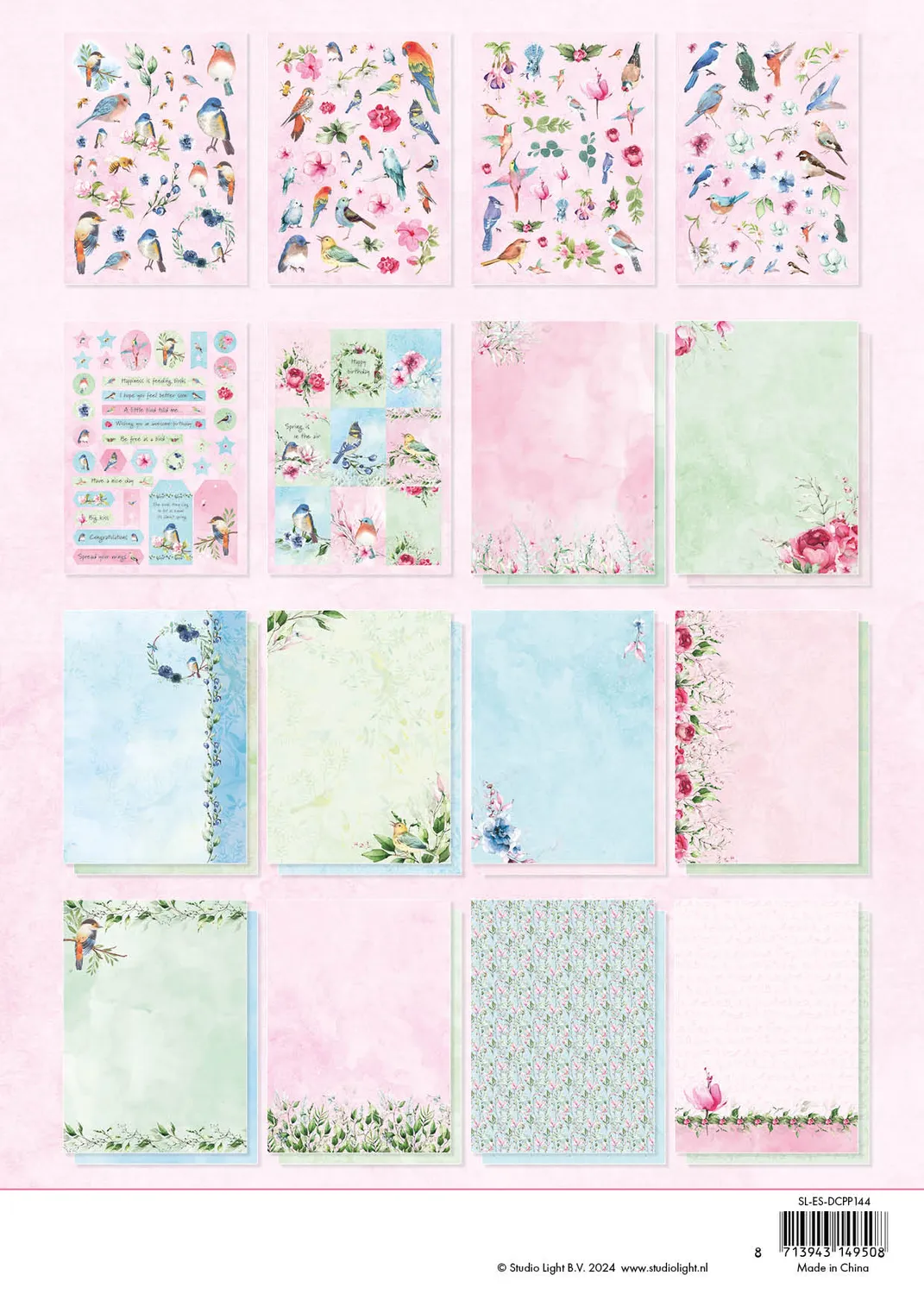 Studio Light Essentials Die-cut Paper Pad Spring birds A4 vorgestanzt