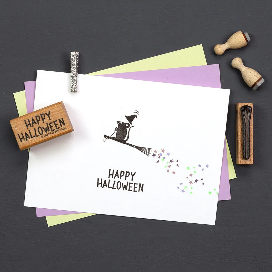 Perlenfischer Happy Halloween Stempel Schriftzug